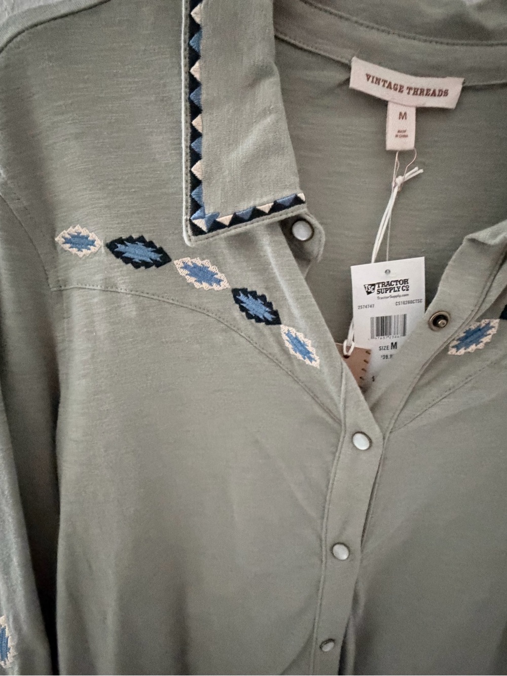 Vintage Threads Sage Green Western Shirt